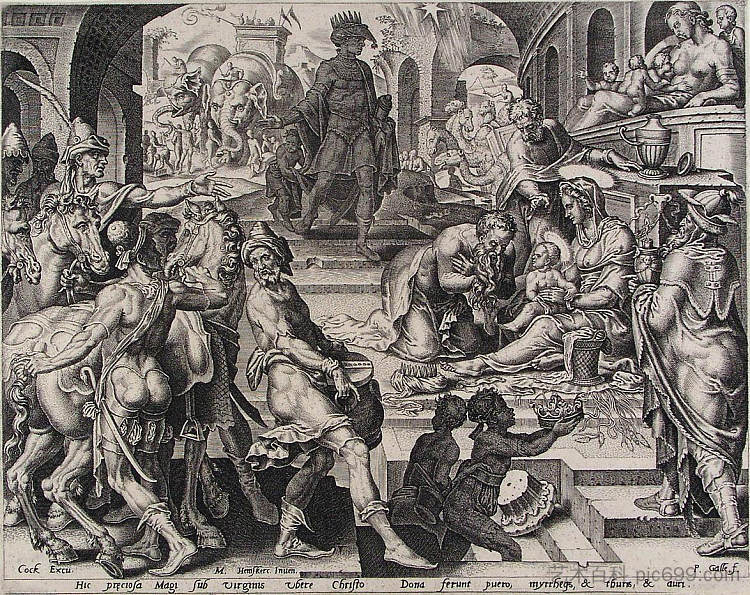 贤士的崇拜 The Adoration of the Magi (c.1570),迈尔顿·范·希姆斯柯克