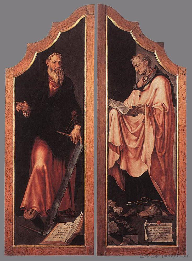埋葬三联画(已关闭) Triptych of the Entombment (closed) (c.1559),迈尔顿·范·希姆斯柯克