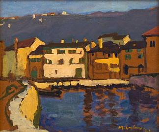 渔港，比利时，直肠;日落，反面 Fishing Harbour, Belgium, Recto; Sunset, Verso (1922)，玛姬·劳布瑟