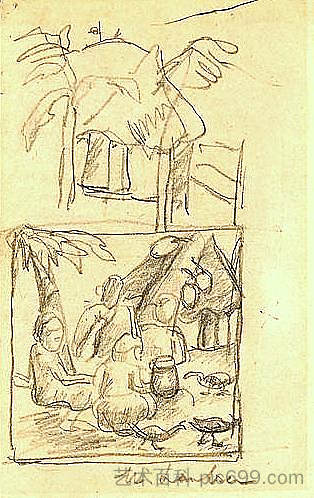河流研究和山上小屋的研究（直肠）;三种景观研究 - 丁克斯·斯坦私人收藏 RIVER STUDY AND STUDY OF A HUT ON A HILL (RECTO); THREE LANDSCAPE STUDIES - DinksFãStan Private Collection，玛姬·劳布瑟