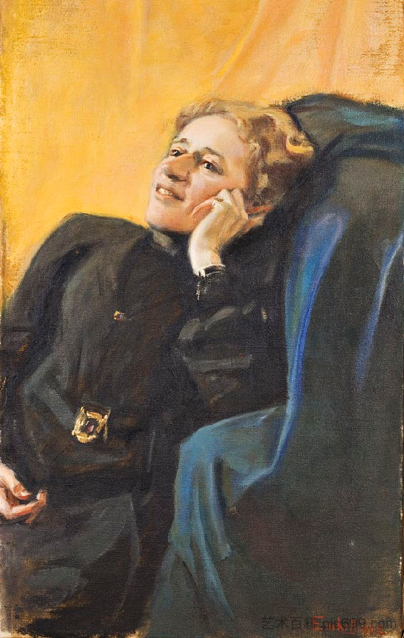 贝达·施特恩尚茨的肖像 Portrait of Beda Stjernschantz (1902)，马格努斯·恩凯尔