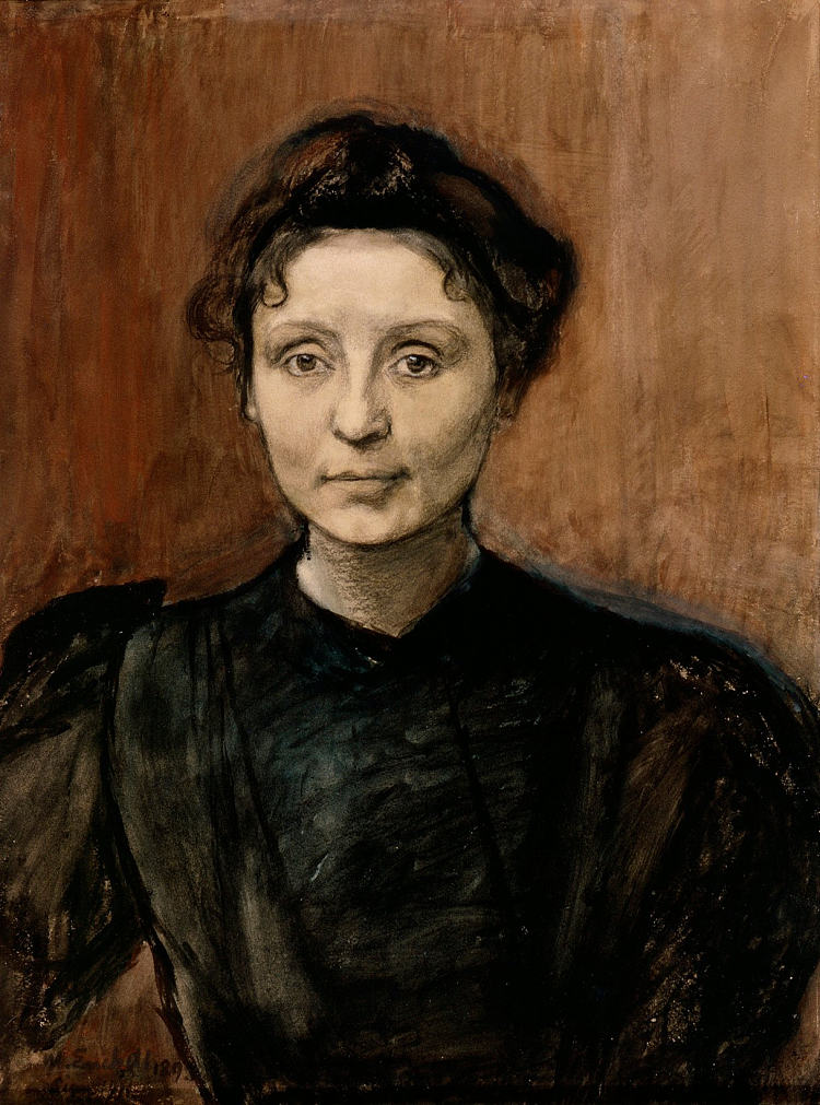 雕塑家玛德琳·朱夫雷的肖像 Portrait of Sculptor Madeleine Jouvray (1894)，马格努斯·恩凯尔