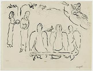 亚伯拉罕和三个天使 Abraham and three Angels (c.1964; France                     )，马克·夏加尔