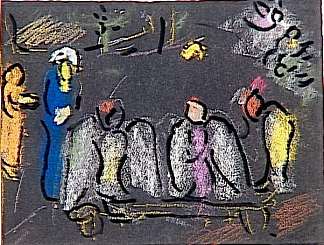 亚伯拉罕和三个天使 Abraham and three Angels (c.1964; France                     )，马克·夏加尔