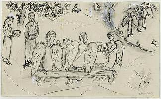 亚伯拉罕和三个天使 Abraham and three Angels (c.1964; France                     )，马克·夏加尔