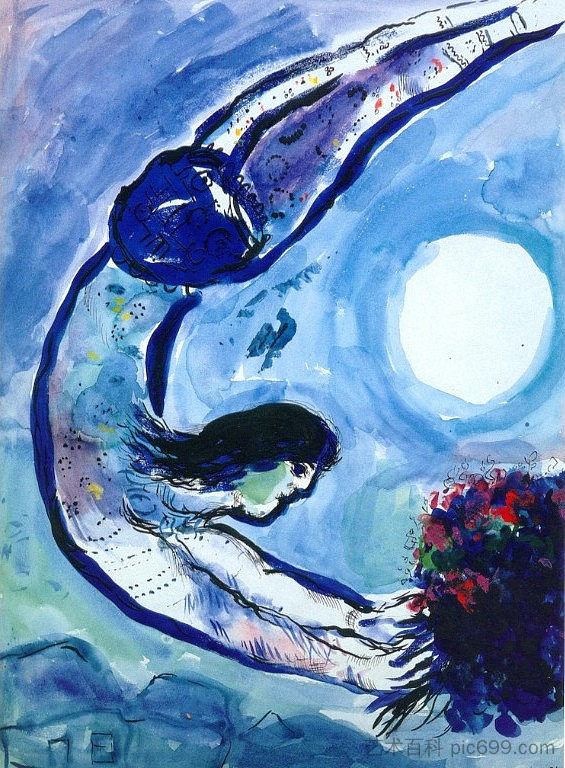 杂技与花束 Acrobat with bouquet (1963; France  )，马克·夏加尔