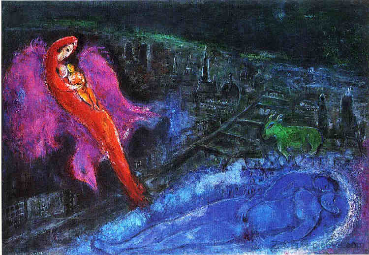 塞纳河上的桥梁 Bridges over the Seine (1954; France ),马克·夏加尔