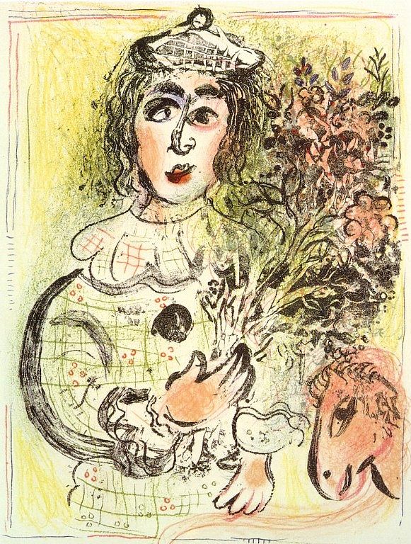 小丑与鲜花 Clown with flowers (1963; France  )，马克·夏加尔