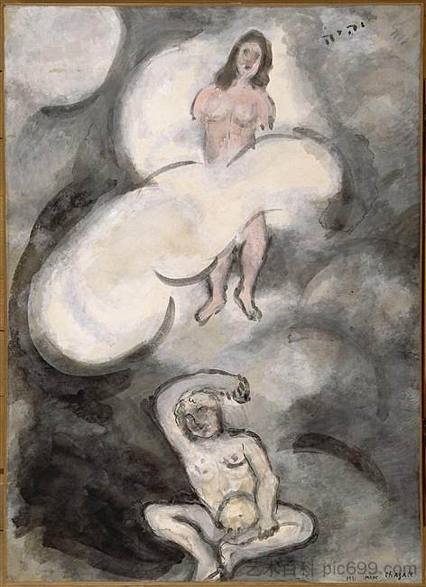 夏娃的创造 Creation of Eve (1931; Paris,France  )，马克·夏加尔