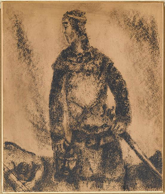 大卫战胜歌利亚(撒母耳记上,十七,48,51) David's victory over Goliath (I Samuel, XVII, 48, 51) (c.1956; France ),马克·夏加尔