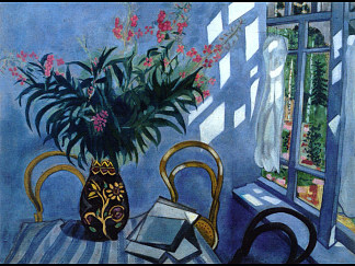 室内鲜花 Interior with Flowers (1918; Liozna,near Vitebsk,Belarus                     )，马克·夏加尔