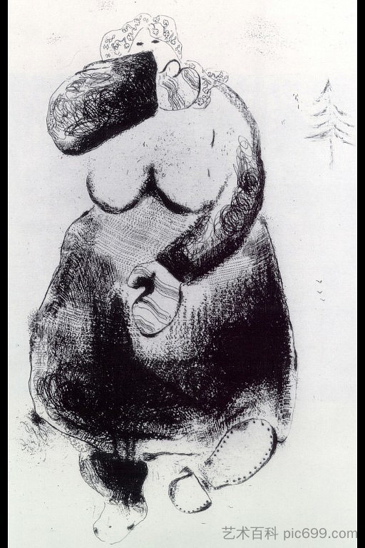 莫伊诺夫人(麻雀女人) Madame Moineau (The Sparrow Woman) (c.1923; Paris,France ),马克·夏加尔