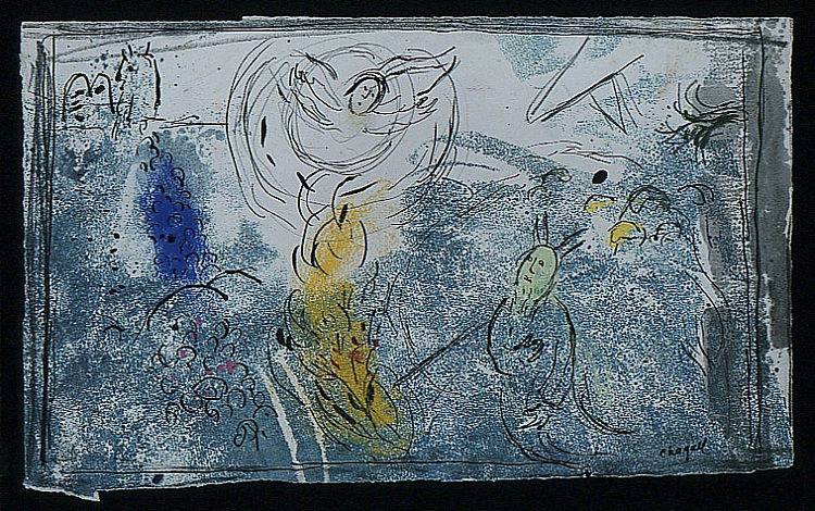 摩西与燃烧的荆棘 Moses with the Burning Bush (c.1963; France  )，马克·夏加尔