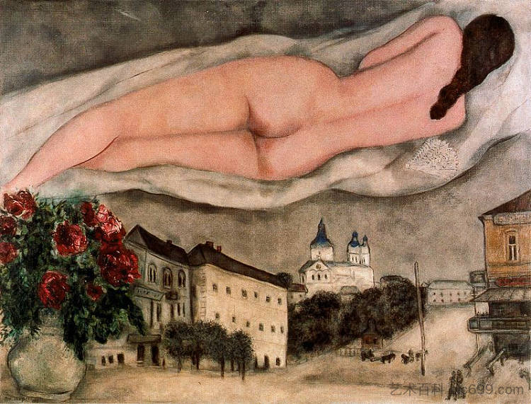 维捷布斯克裸体 Nude over Vitebsk (1933; Paris,France  )，马克·夏加尔