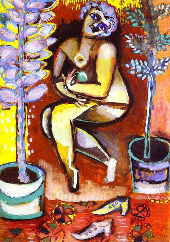 裸体与鲜花 Nude with flowers (1911)，马克·夏加尔