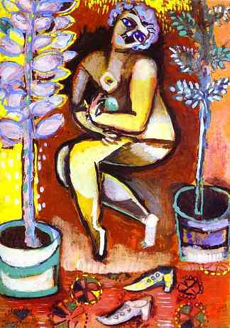 裸体与鲜花 Nude with flowers (1911)，马克·夏加尔