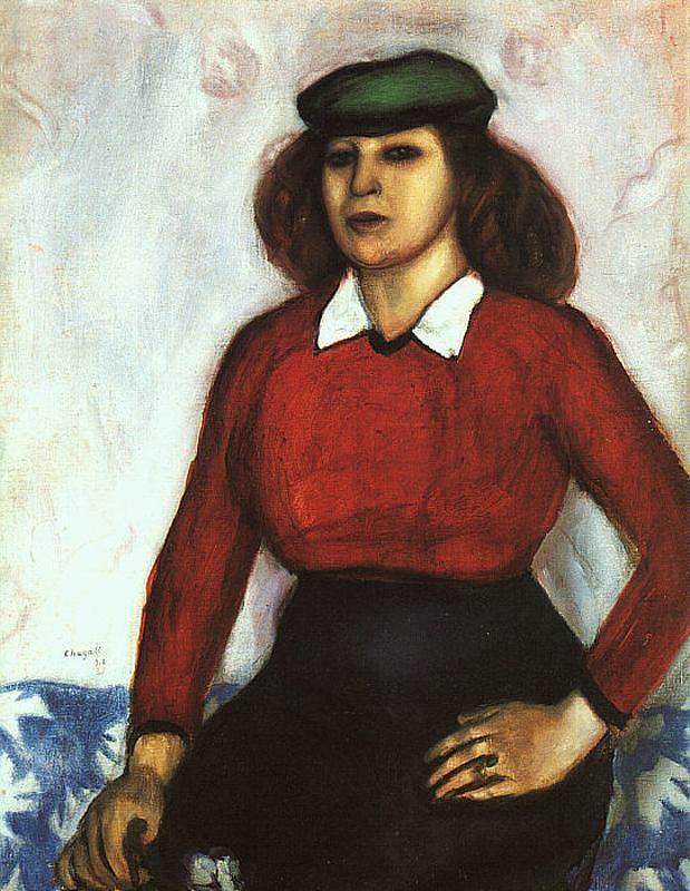艺术家姐姐（阿努塔）的肖像 Portrait of artist's sister (Aniuta) (1910)，马克·夏加尔