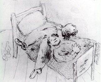 斜倚在床上 Reclining on the bed (c.1923; Paris,France                     )，马克·夏加尔