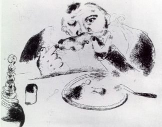 索巴克维奇在餐桌上 Sobakevich at table (c.1923; Paris,France                     )，马克·夏加尔