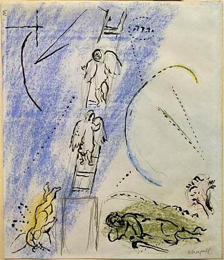 学习“雅各布的梦” Study to “The Jacob’s Dream” (c.1963; France                     )，马克·夏加尔