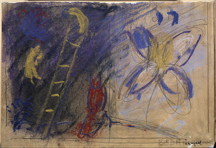 学习“雅各布的梦” Study to "The Jacob's Dream" (c.1963; France ),马克·夏加尔