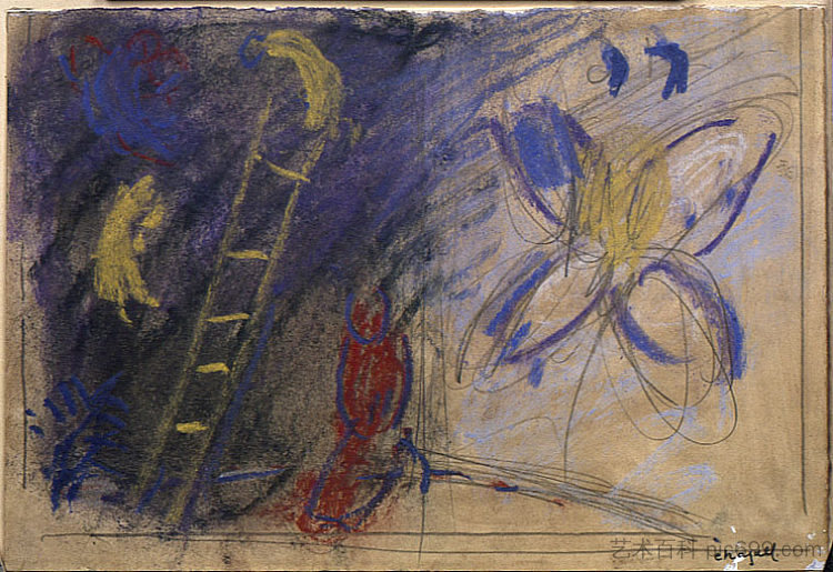 学习“雅各布的梦” Study to "The Jacob's Dream" (c.1963; France  )，马克·夏加尔