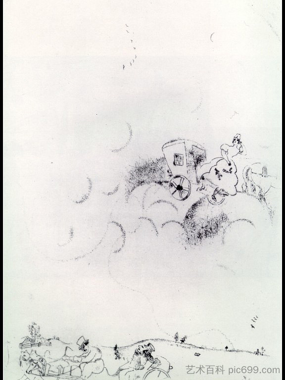 奇奇科夫的梦想 Tchitchikov's dreams (c.1923; Paris,France  )，马克·夏加尔