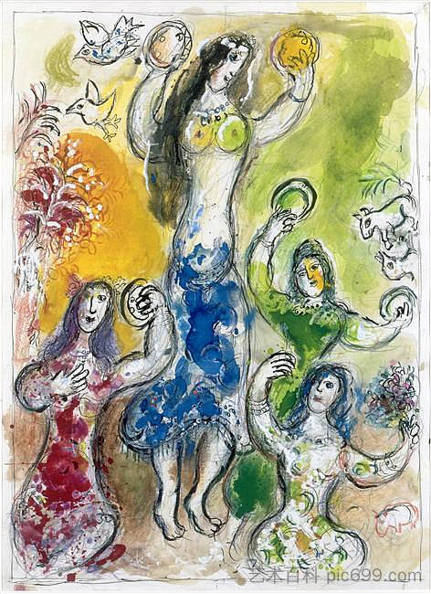 米里亚姆之舞 The dance of Myriam (1966; Saint-paul-de-vence,France ),马克·夏加尔