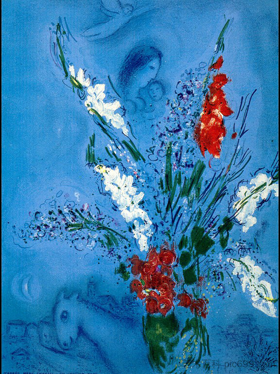 唐菖蒲 The Gladiolas (1967; Saint-paul-de-vence,France ),马克·夏加尔
