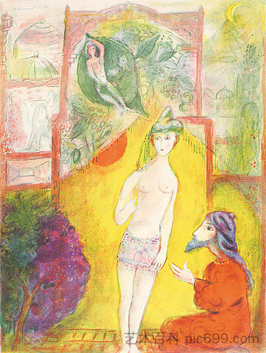 然后这个男孩被展示给托钵僧... Then the boy was displayed to the Dervish... (1948),马克·夏加尔