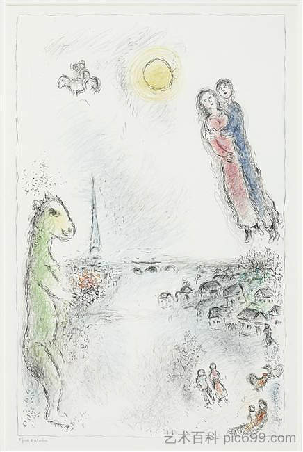 两家银行 Two banks (1980; Saint-paul-de-vence,France ),马克·夏加尔