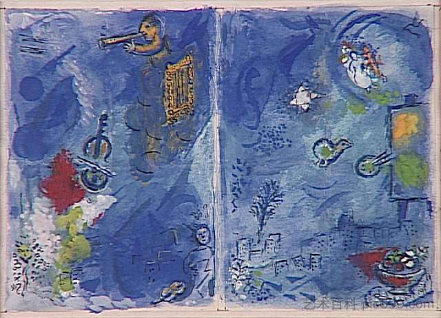 芝加哥艺术学院的玻璃体 Vitrage at Art Institute of Chicago (1976; Saint-paul-de-vence,France ),马克·夏加尔