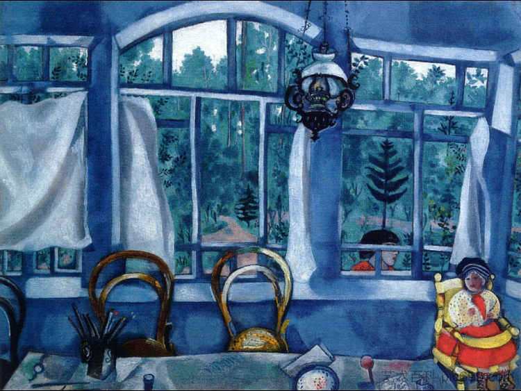 花园之窗 Window over a Garden (c.1917; Saint Petersburg,Russian Federation  )，马克·夏加尔