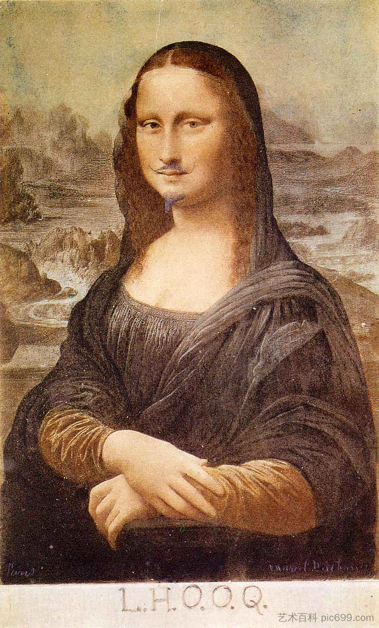 L.H.O.O.Q， 蒙娜丽莎留胡子 L.H.O.O.Q, Mona Lisa with moustache (1919)，马塞尔·杜尚