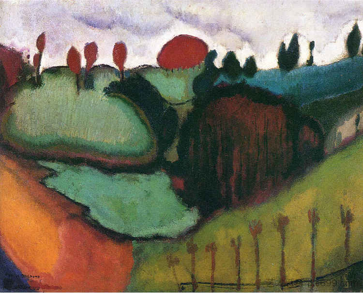 风景，为“天堂”而学习 Landscape, Study for 'Paradise' (1911; France  )，马塞尔·杜尚