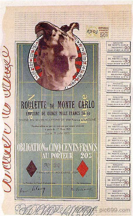 蒙特卡洛债券 Monte Carlo bond (1924)，马塞尔·杜尚