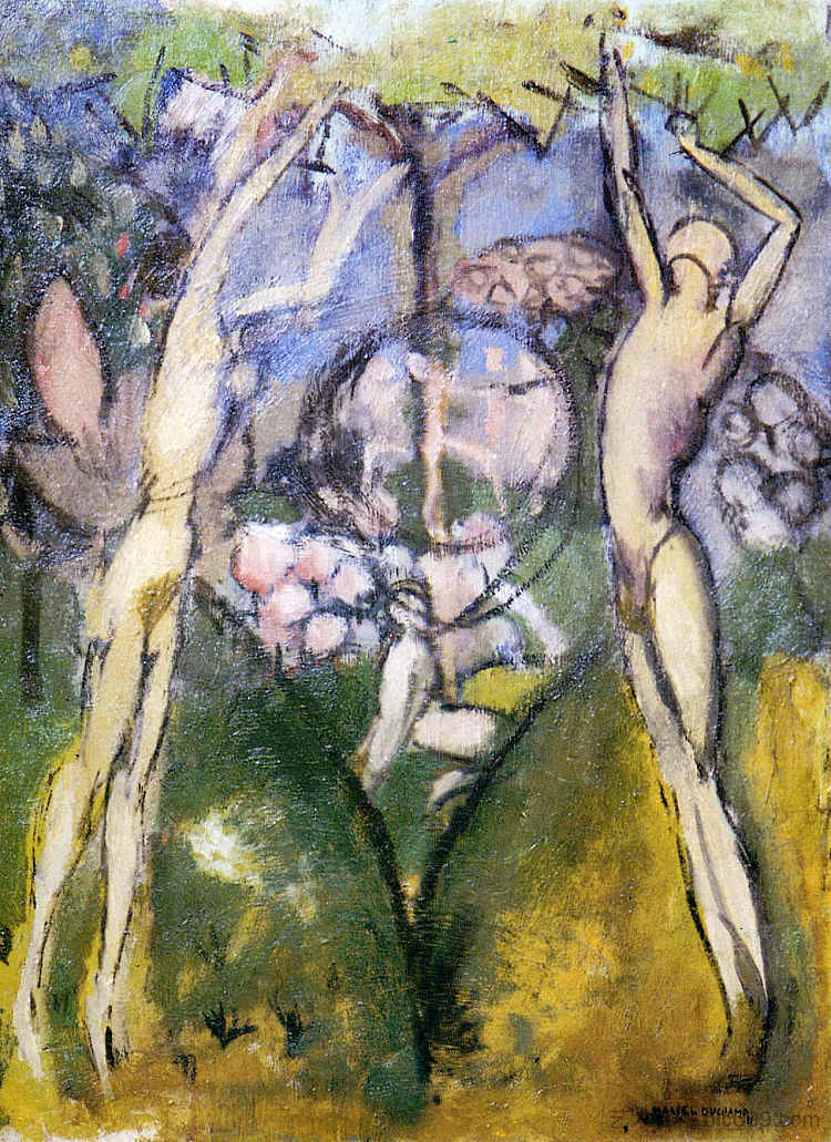 春天的年轻女孩和男人 Young Girl and Man in Spring (1911; France  )，马塞尔·杜尚