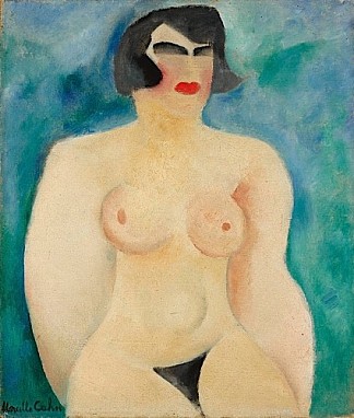 蓝色背景上的裸体 Nu sur fond bleu (1924)，马塞尔·卡恩