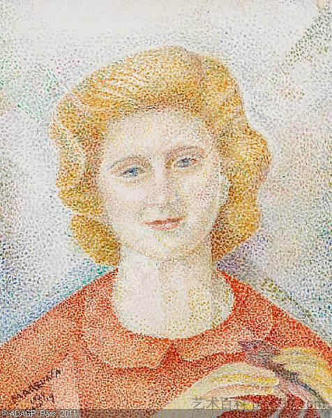 玛丽亚抱着一只鸟 Maria holding a bird，玛丽·沃罗比耶夫