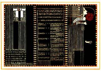 1911年苏格兰国家历史，艺术和工业展览会上克兰斯顿小姐咖啡馆的菜单卡设计 Menu Card Design for Miss Cranston’s Cafes at the 1911 Scottish Exhibition of National History, Art and Industry (1911)，玛格丽特麦克唐纳德
