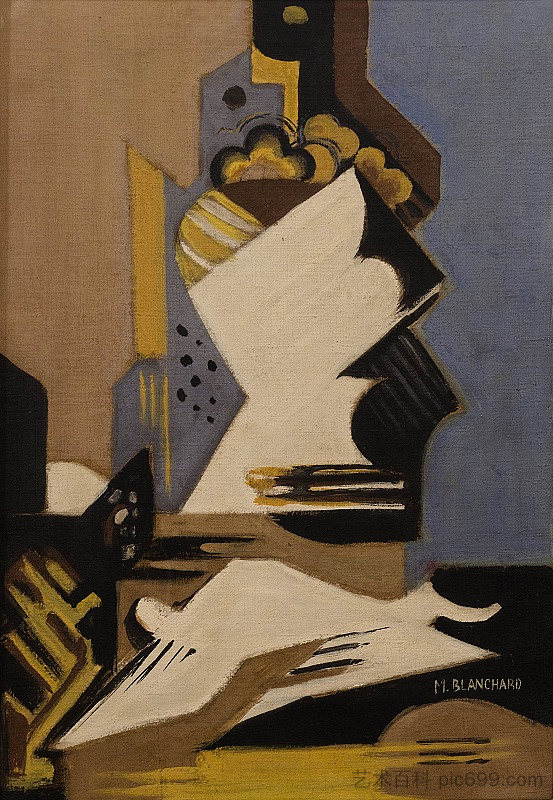 立体主义构图/静物 Cubist Composition/Still Life (1917 - 1918)，玛丽亚·布兰查德