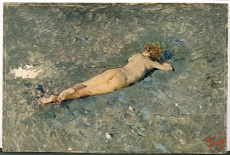 波蒂奇海滩上的裸体 The Nude on Portici Beach (1874)，玛丽亚·福尔图尼