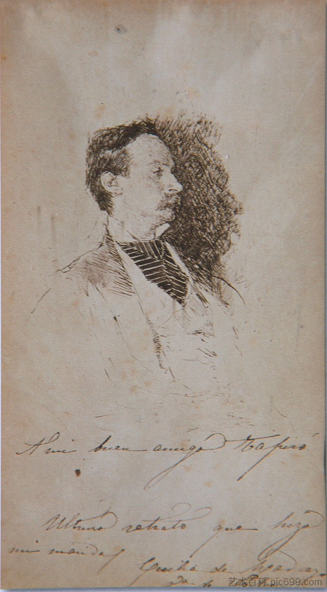 丹吉尔的何塞普·塔皮罗·巴罗肖像 Portrait of Josep Tapiró i Baró in Tangier (1874),玛丽亚·福尔图尼