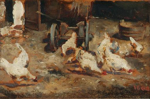 母鸡 Hens (1864)，玛丽亚·福尔图尼