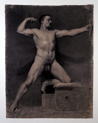 裸体男，弓箭手 Nude Male, archer (1859)，玛丽亚·福尔图尼
