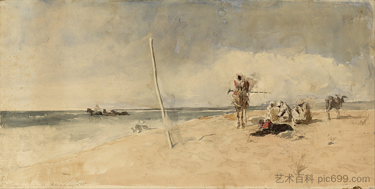 非洲海滩 African beach (c.1867)，玛丽亚·福尔图尼