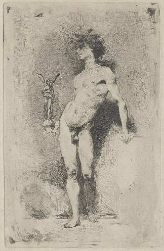 男性裸体与胜利符号在他的手中 Male nude with victory symbol in his hand，玛丽亚·福尔图尼