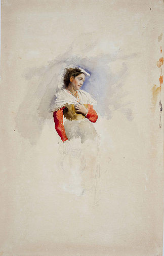 那不勒斯女人（穿着乔西亚罗服装） Neapolitan woman (in ciociaro costume) (1867)，玛丽亚·福尔图尼