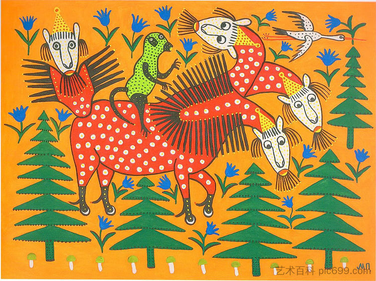 猴子骑着四头兽 Monkey Riding a Four-Headed Beast (1982),玛丽亚普里马琴科