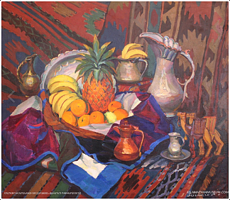 静物与东方铜盘 Still-life with eastern coppern dish (1957)，玛莉安·阿斯拉玛赞